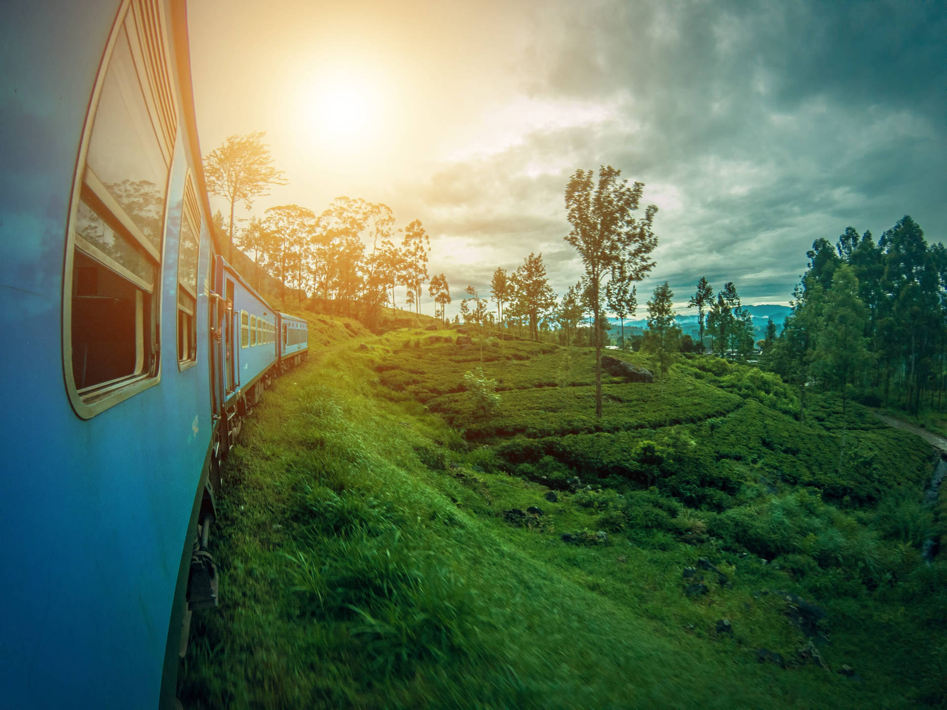 Scenic hill-country train through Sri Lanka