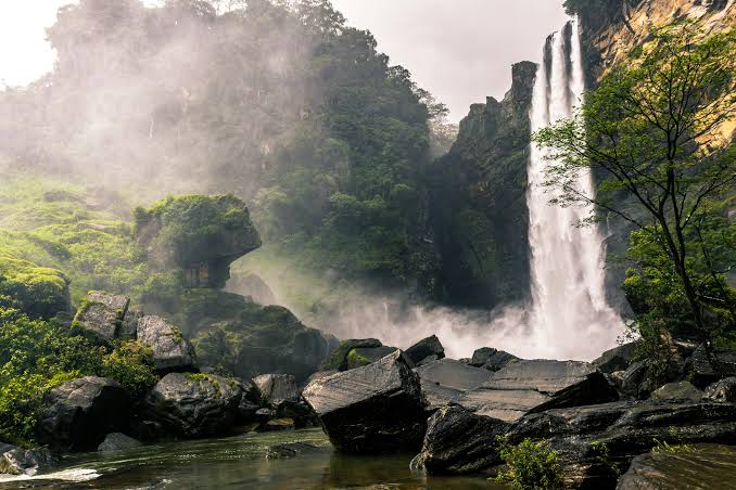 Waterfall in the Sri Lankan rainforest